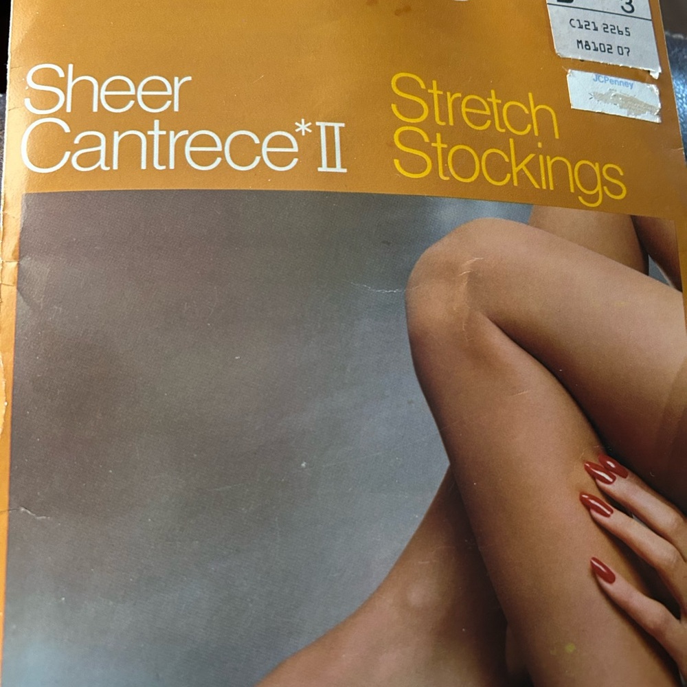 Vintage JCPenney Sheer Cantrece II Stretch Stockings - off white . Three pair.